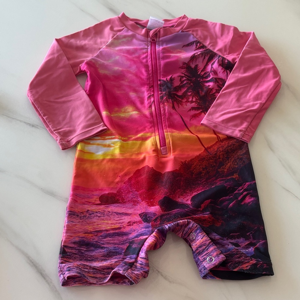 Nano Pink and Orange Kids Swim‎ Rashguard